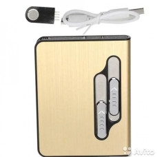 Портсигар із USB-запальничкою золотистий